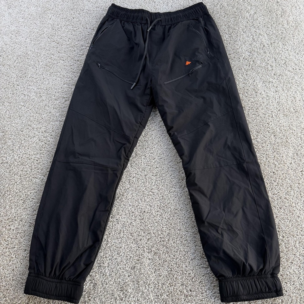 Quechua Jogger Pants Mens XL Black Fleece Elastic Waist Zip Pockets Hiking